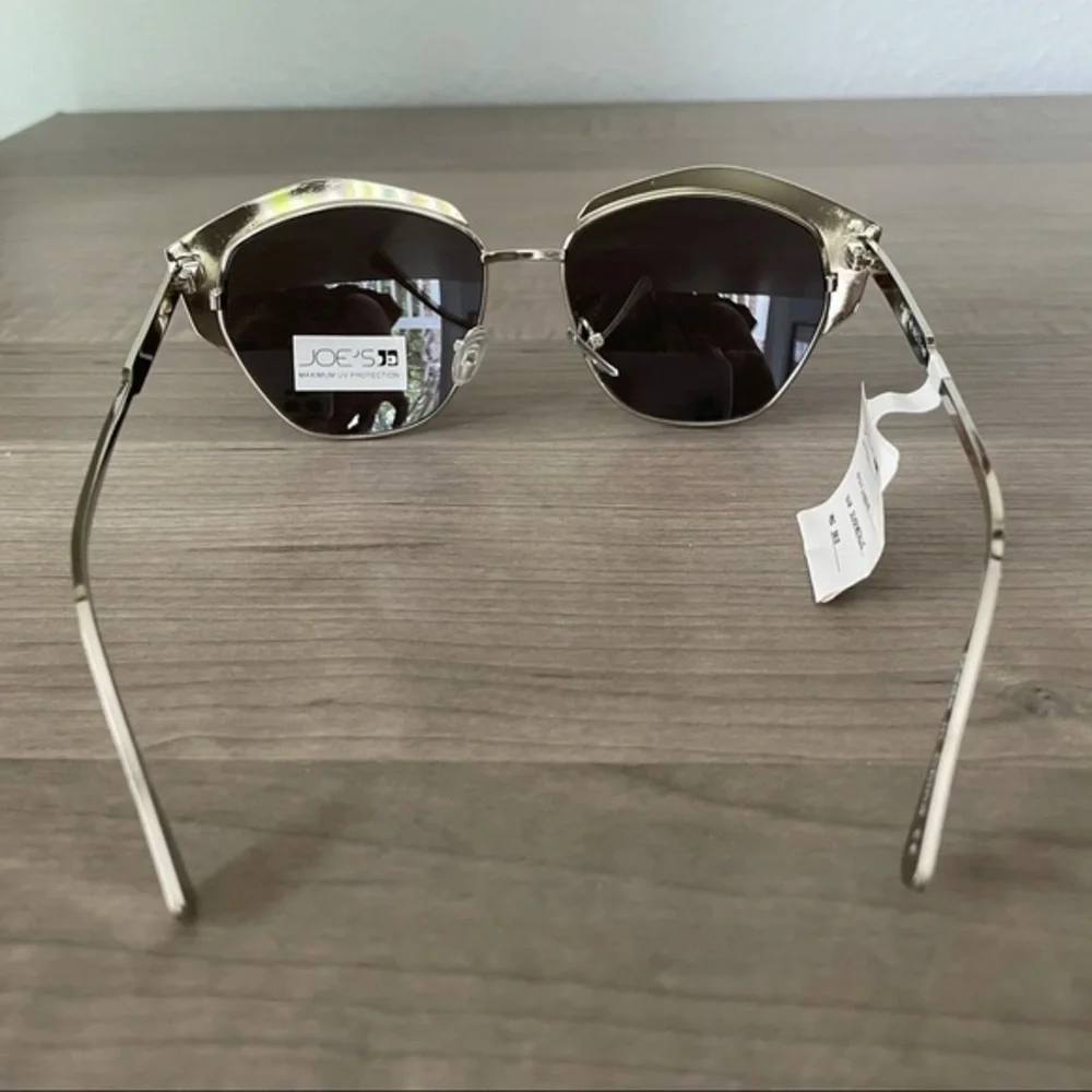 Silver Metallic Frame Aviator Cat Eye Sunglasses women’s NWT